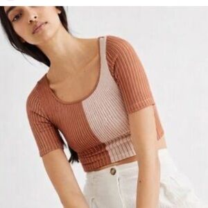 Free people top Striped Knit Crop Top